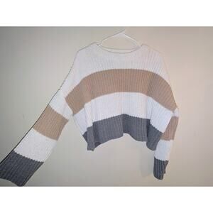Madison & Moon Color Block Cropped Sweater Size Small